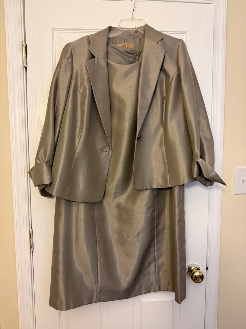 Kasper Gold-Taupe Dress & Blazer Set